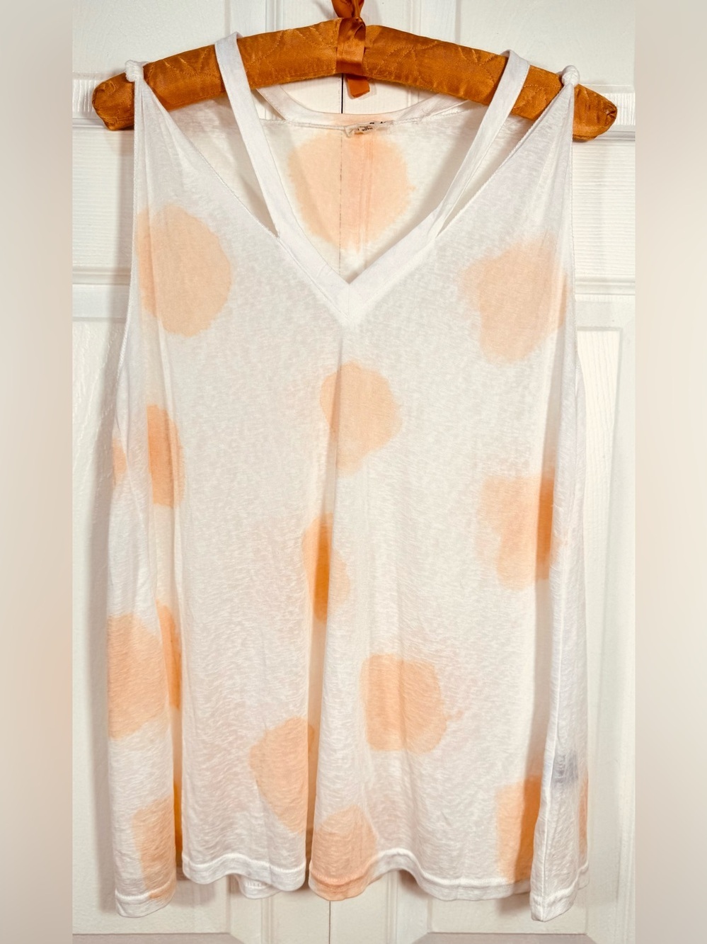 POL Peach Blush Polka Dot Tank Top Small Boho Flowy Lightweight NWOT
